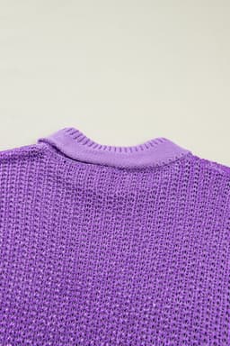 image-Bright Green Solid Color Knit High Neck Short Sleeve Sweater