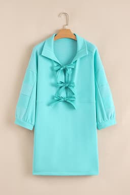 image-Moonlight Jade Bow Front Collared Shift Mini Dress