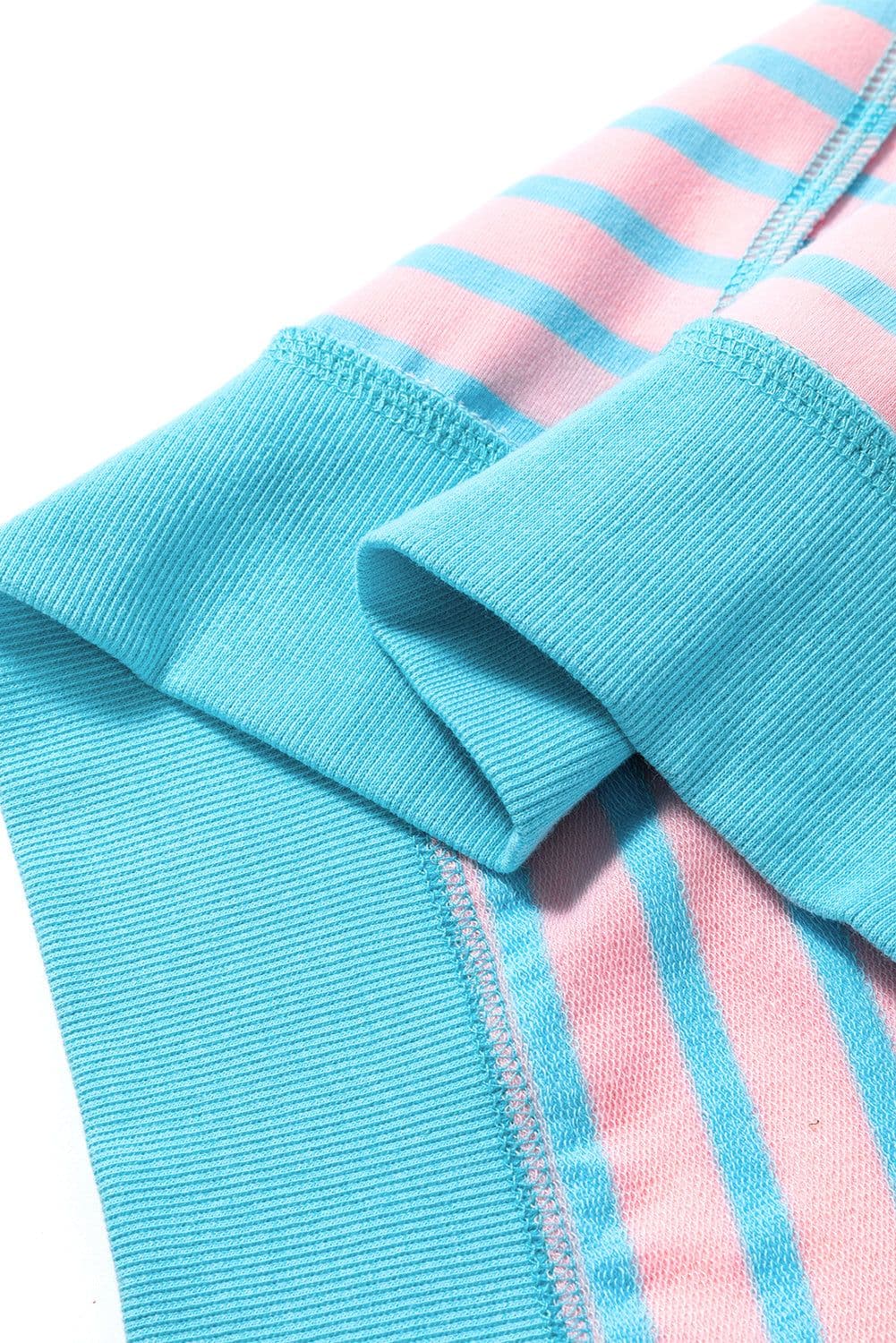 image-Pink Stripe Oversized T-Shirt Contrast Trim
