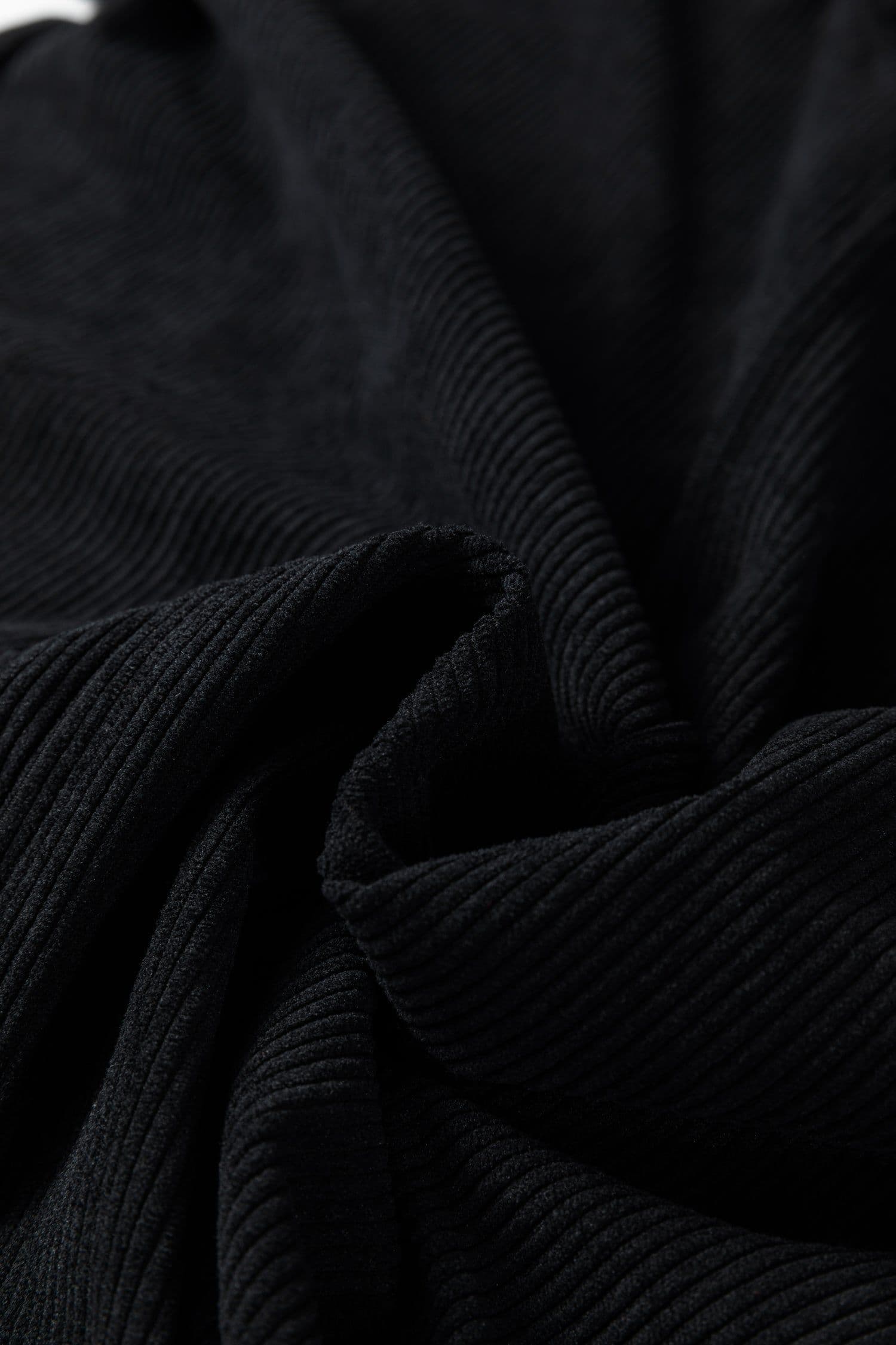 image-Black Plus Size Corduroy Mini Dress Patch Pockets