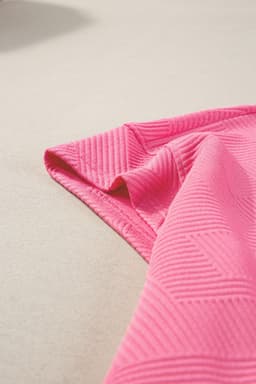 image-Strawberry Pink Textured Loose Fit T Shirt and Drawstring Pants Set