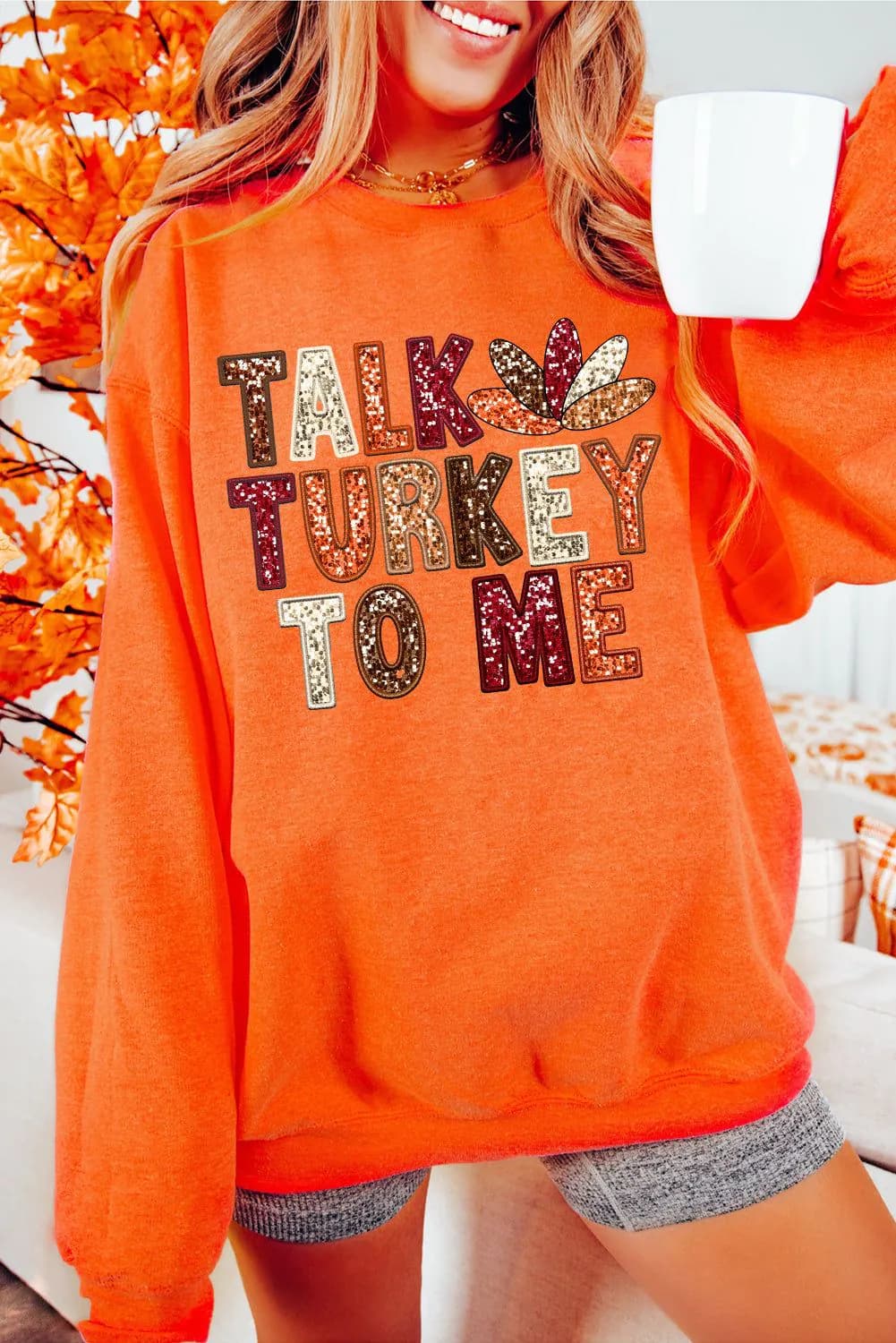 image-Orange Talk Turkey To Me Sweatshirt