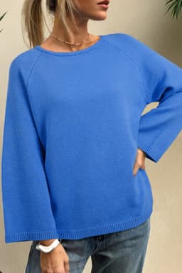 image-Pink Dolman Sweater - Loose Knit Bracelet Sleeve