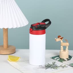 image-Vacuum Cup Sublimation Children Portable Cup With Suction Tubes Large Capacity Student Water Cup