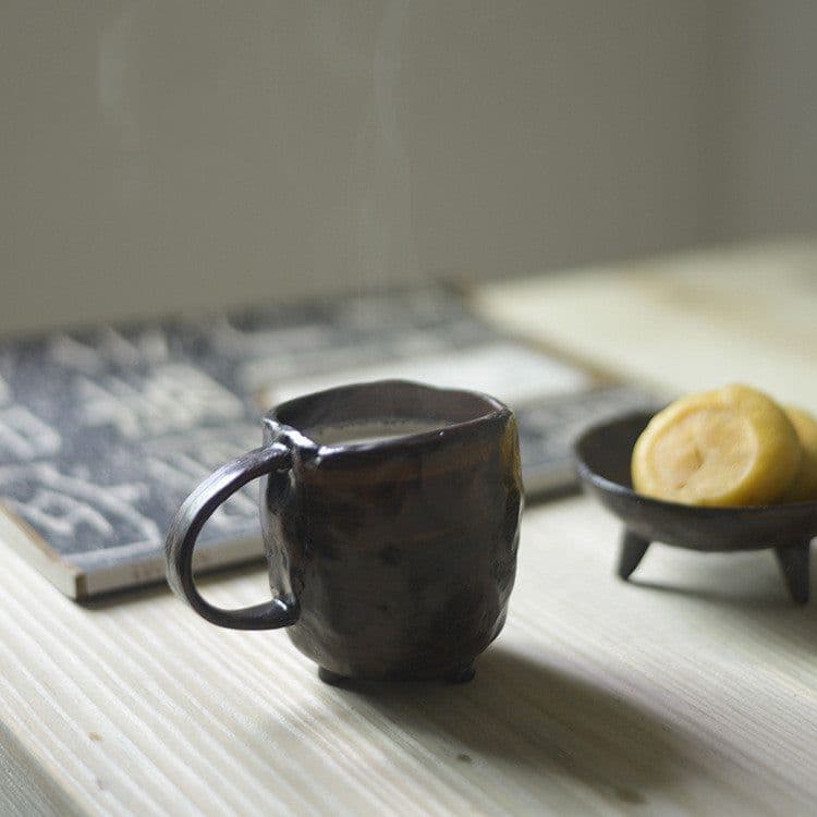 image-Handmade Stoneware Mug Creative Milk Cup Water Cup Retro Ceramic Cup With Coffee Cup