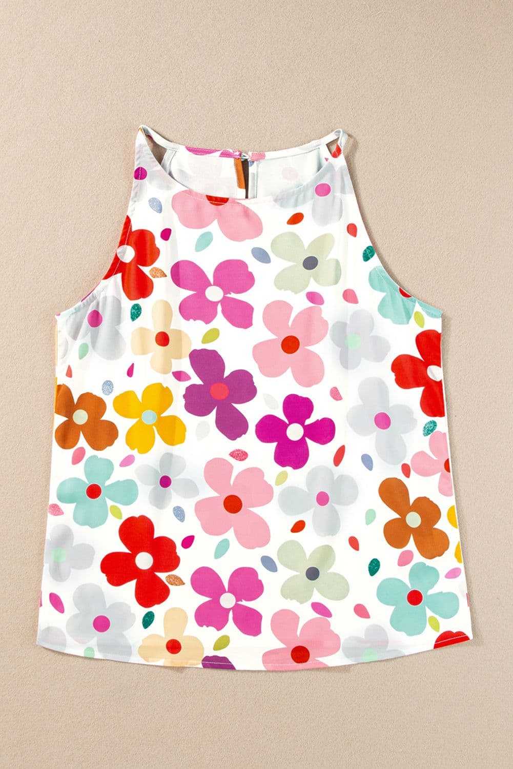 image-White Floral Print Vest