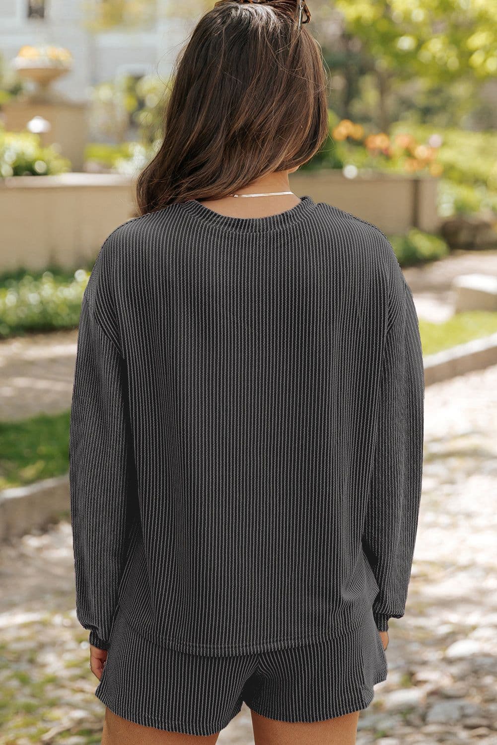 image-Mardi Gras Patched Long Sleeve Top & Shorts - Carbon Grey - Festive Fleur de Lis Design