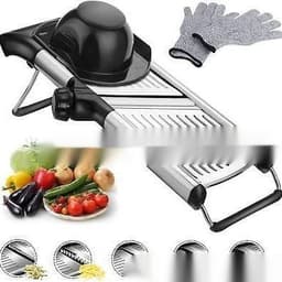 image-Stainless Steel Chopper Set Mandolin Grater Slicer Cut Resistant Gloves
