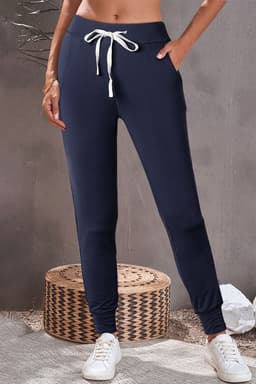 image-Black Drawstring Waist Pocketed Joggers