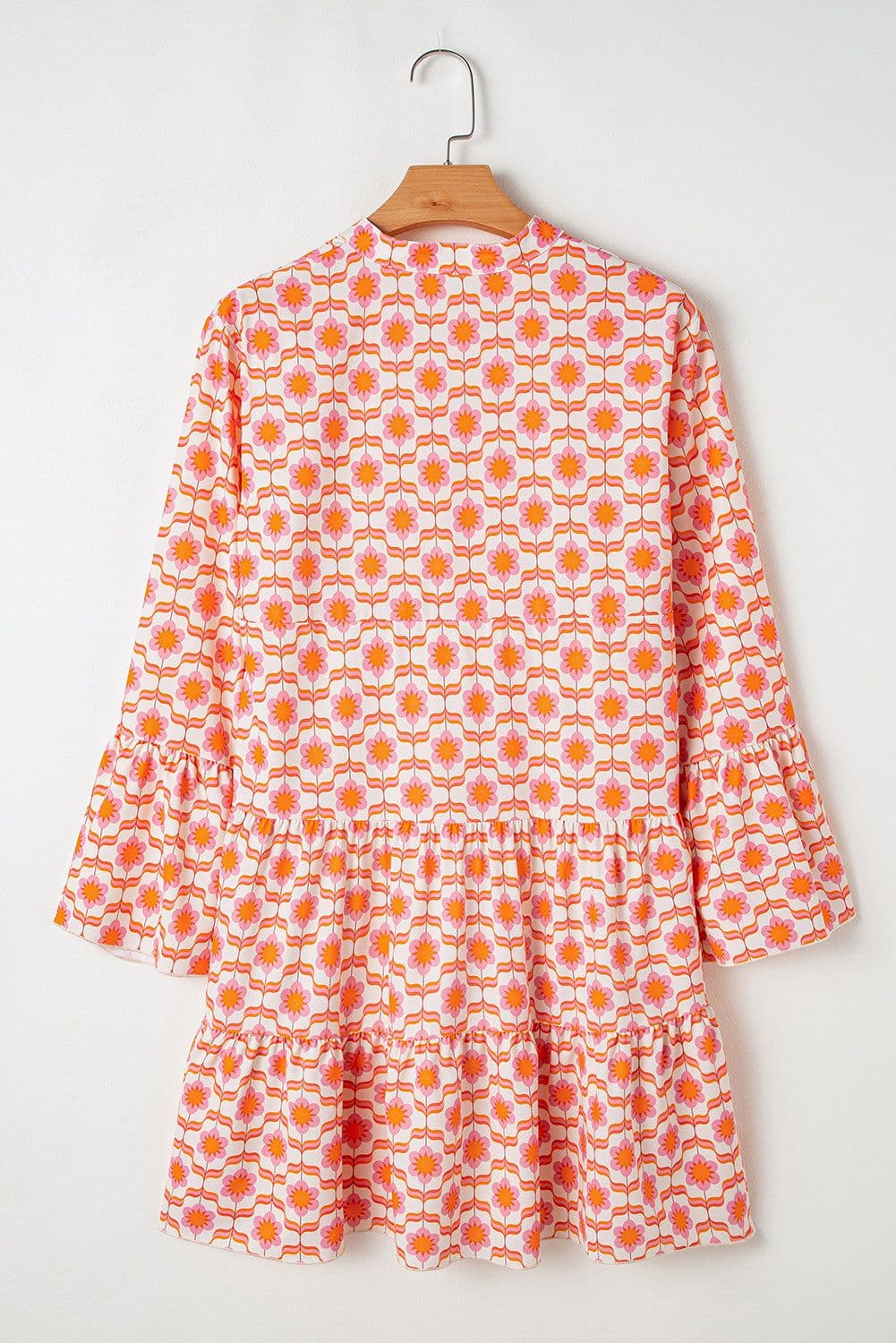 image-Floral Print Flounce Sleeve Mini Dress - Orange, Size S-XL