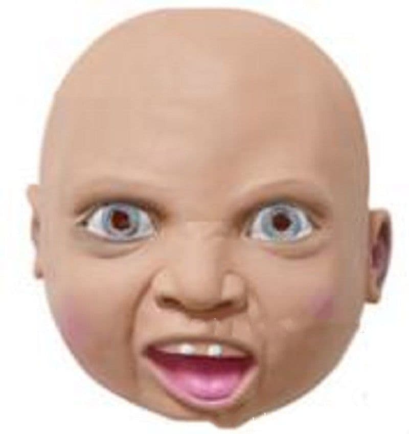 image-Crying Mask Funny S Y Angry Baby Face Latex Mask Headgear Halloween