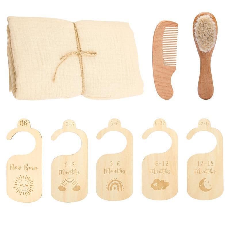 image-Baby Born Gift Set Wool Brush Baby Skin-friendly Bath Towel Baby One Month Old One Hundred Days Gift Box