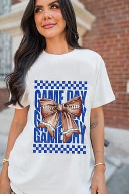 image-White Rugby Bowknot Game Day Graphic Tee