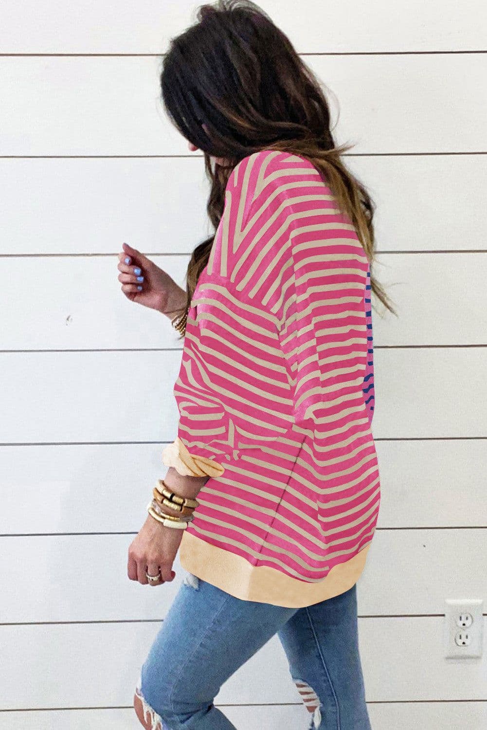 image-Colorblock Drop Shoulder Oversize Sweatshirt