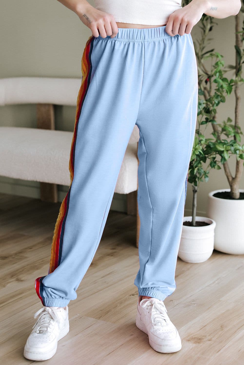 image-Light Blue Counting Rainbows High Waist Sweatpants