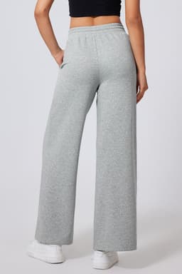 image-Black Seamed Drawstring High Waist Wide Leg Sweatpants