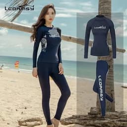 image-Long-sleeved Split Snorkeling Wetsuits Quick dry Surfing Suit Sun-proof Beach Swimwear With Trousers