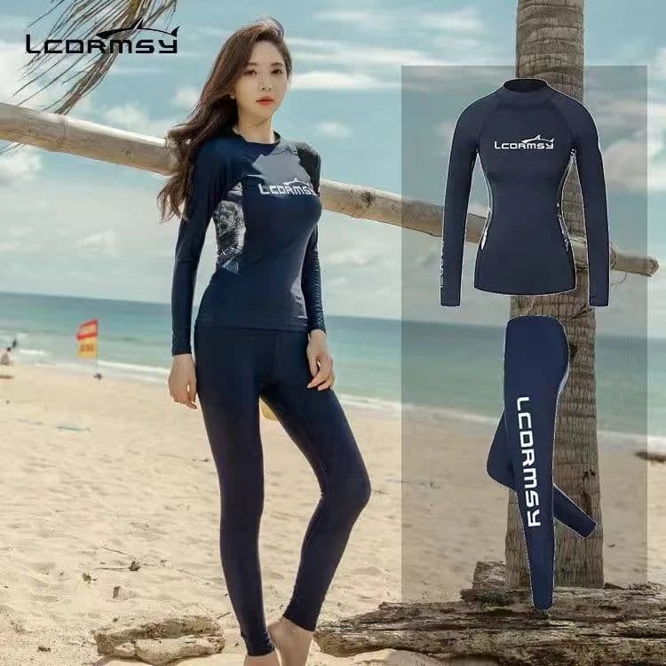 image-Long-sleeved Split Snorkeling Wetsuits Quick dry Surfing Suit Sun-proof Beach Swimwear With Trousers