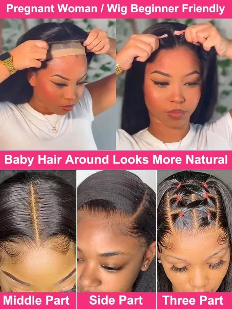 image-13x4 Body Wave Lace Front Human Hair Wig 200% Water Wave Pre Plucked HD Transparent Lace Wig 5x5 Closure Glueless Wigs For Women