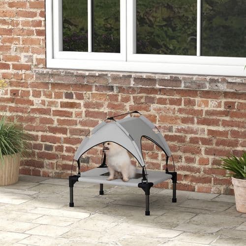image-PawHut Cooling Raised Dog Bed w/ Breathable Mesh, for Mini, S Dogs - Dark Blue