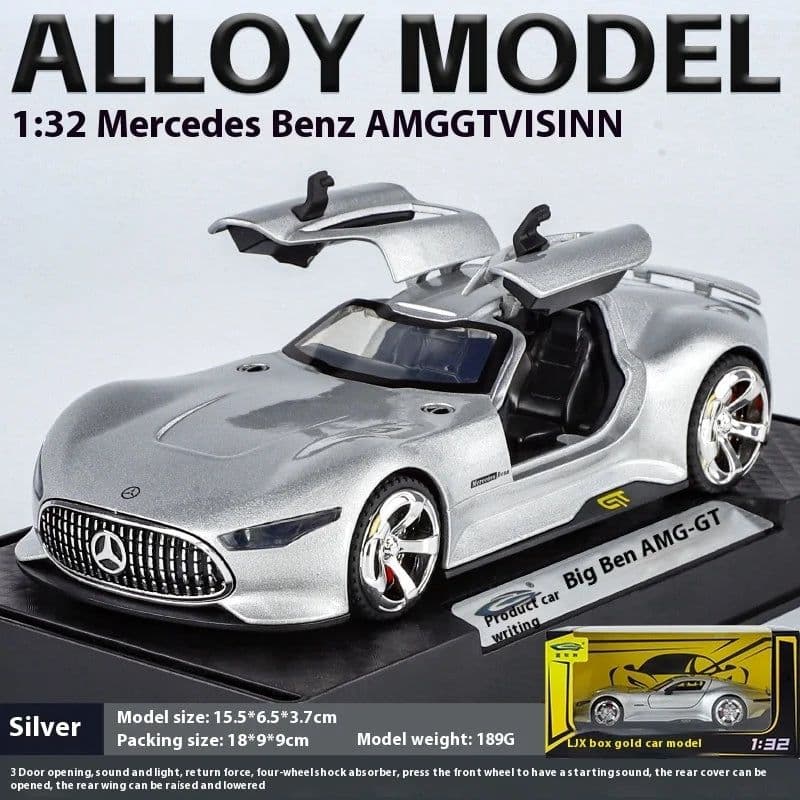 image-1:32 Mercedes Benz AMG Vision GT Supercar Alloy Diecast Car Model Sound & Light Children's Toys Birthday Gifts For Little Boy