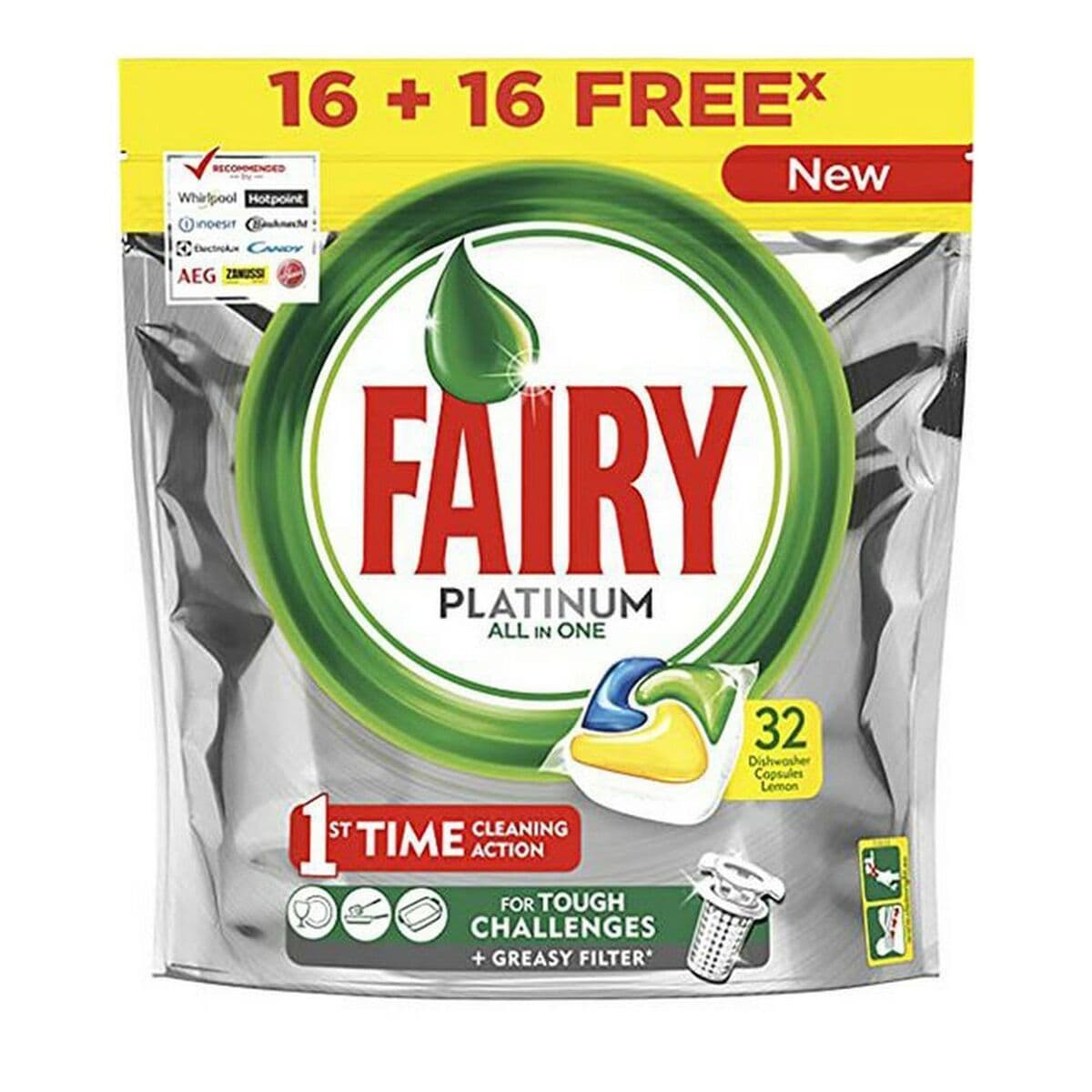 image-Dishwasher lozenges Fairy All in 1 Platinum Fresh (24 Units)