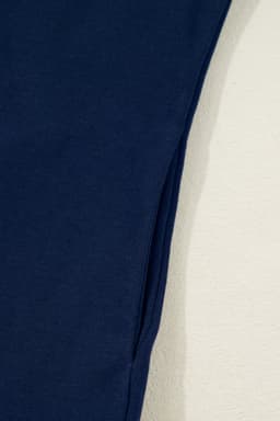 image-Navy Blue Contrast Striped Cuffs Polo Collar Patchwork Long Sleeve Ruffle Hem Mini Dress