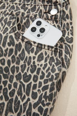 image-Brown Leopard Print Straight Leg Loose Denim Overall Jumpsuit
