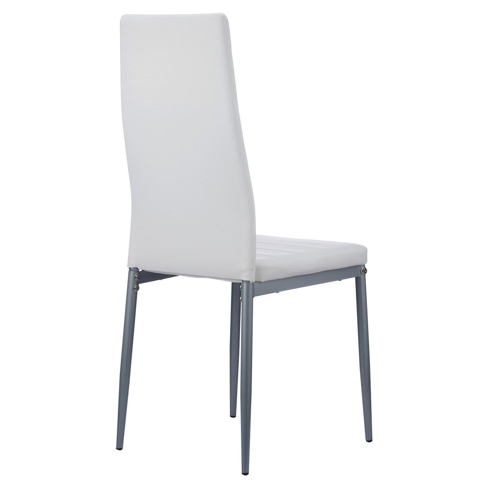 image-VEVOR Modern Dining Room Accent Chairs Set of 6, Upholstered Leather Side Chair for Dining Tables, Space-Saving Kitchen Table Chair with Thick Cushions and Metal Legs, White