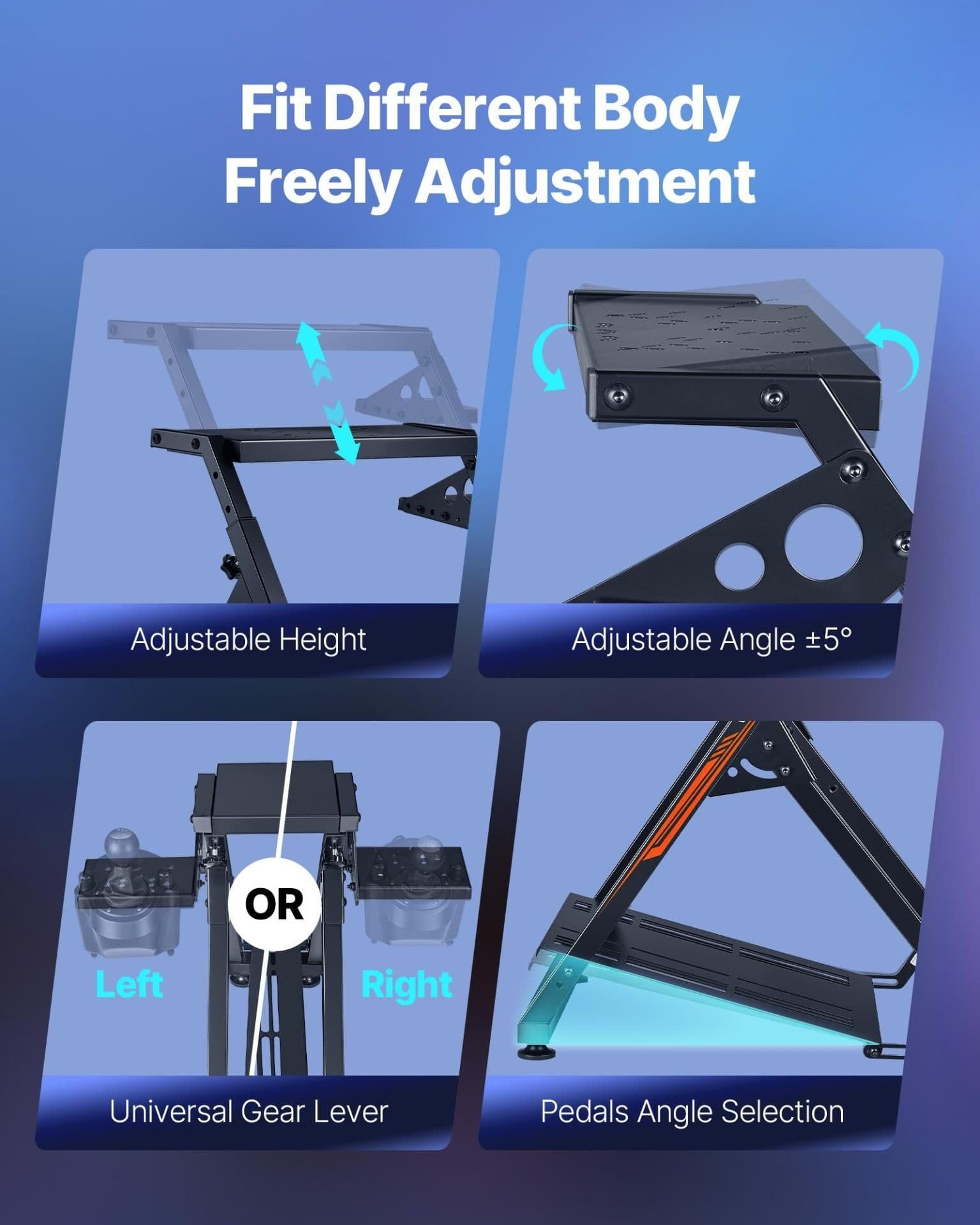 image-VEVOR Racing Wheel Stand - Foldable Carbon Steel Simulator Stand