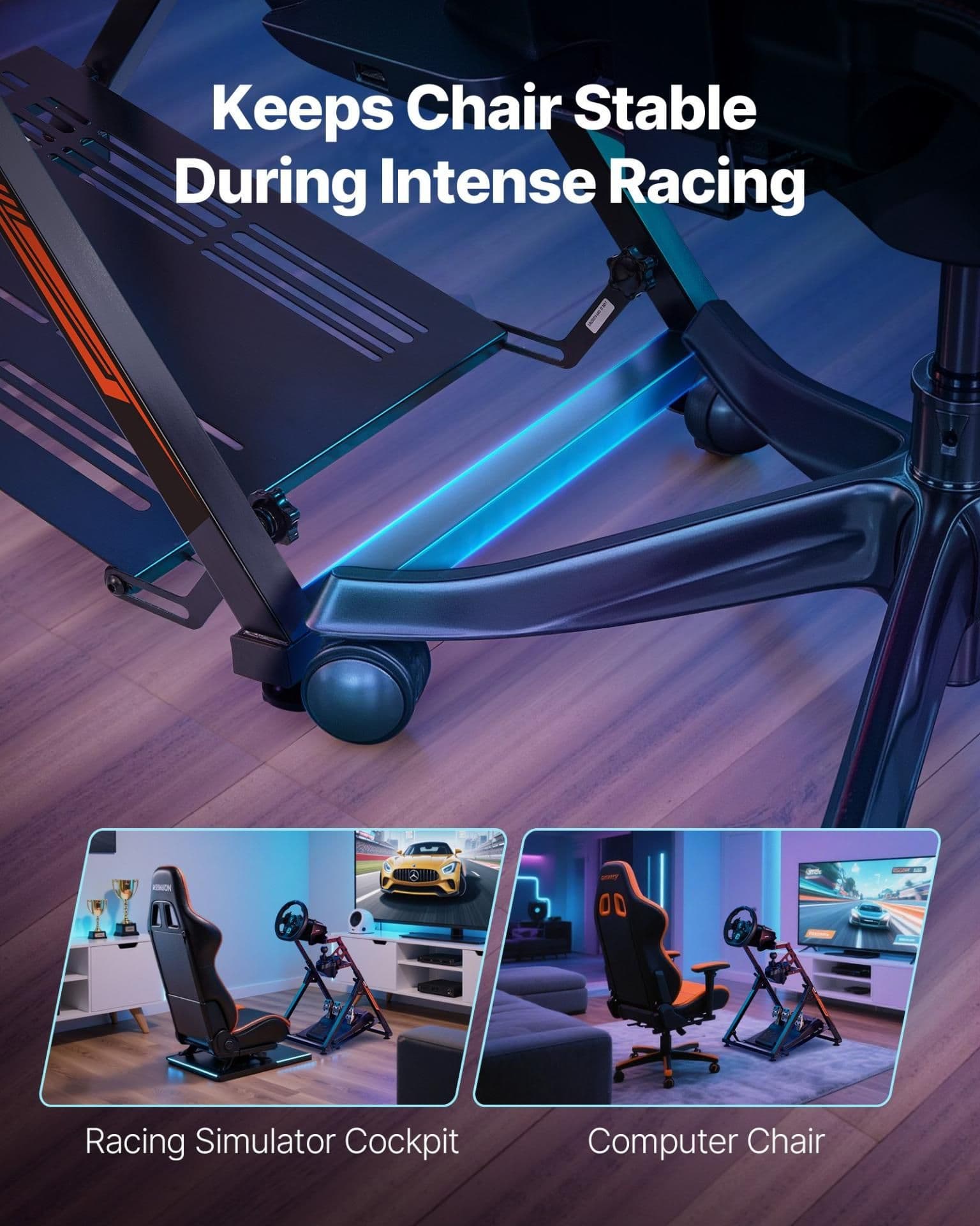 image-VEVOR Racing Wheel Stand - Foldable Carbon Steel Simulator Stand