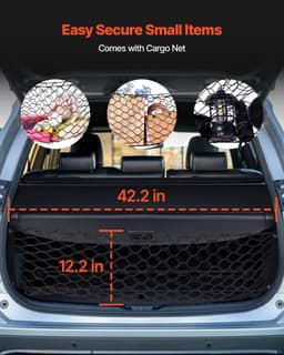 image-VEVOR Retractable Cargo Cover, Upgraded Carbon Fiber Texture Trunk Cover, Anti-Peeping Luggage Privacy Shield, Easy Installation Security Shade with Cargo Net, for Hyundai Tucson 2021-2025 5-Seater