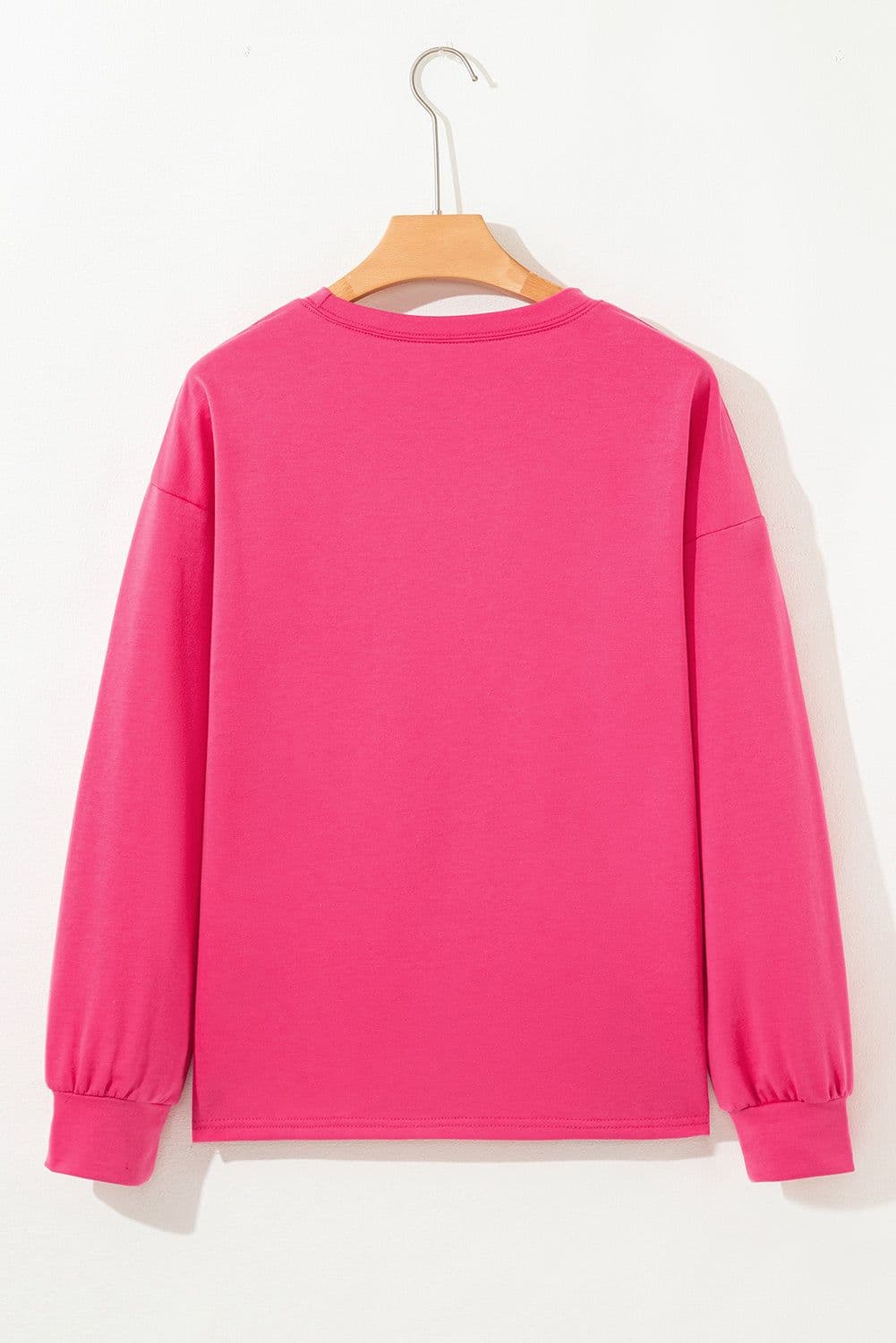 image-Floral Patchwork Round Neck Casual Top - Strawberry Pink