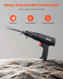 image-VEVOR Air Hammer, 2500-2700BPM Pneumatic Hammer with 2.76-inch Stroke & 4PCS 6.7" Long Barrel Chisels, Pistol-Grip Compact Air Chisel Pneumatic Shovel Tool for Cutting Scraping Demolishing