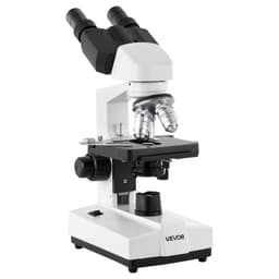 image-VEVOR Binocular Microscope, 40-5000X Magnification, Professional Compound Microscope for Adult with Dual Stage and Two Sets of Eyepieces, Aluminum Alloy Body, Includes LED Light and Phone Holder