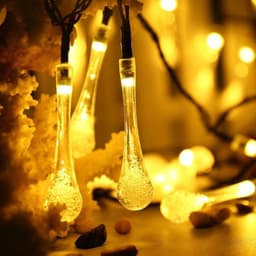image-Solar Powered Raindrop String Lights 5M 30 LED Waterproof Outdoor
