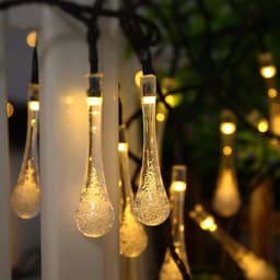 image-Solar Powered Raindrop String Lights 5M 30 LED Waterproof Outdoor