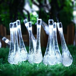 image-Solar Powered Raindrop String Lights 5M 30 LED Waterproof Outdoor