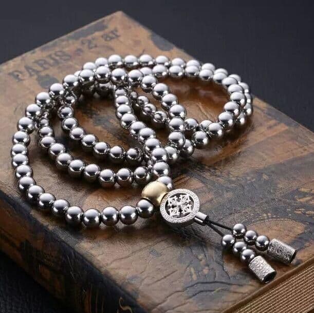 image-Stainless Steel Bead Whip Necklace Self-Defense Bracelet