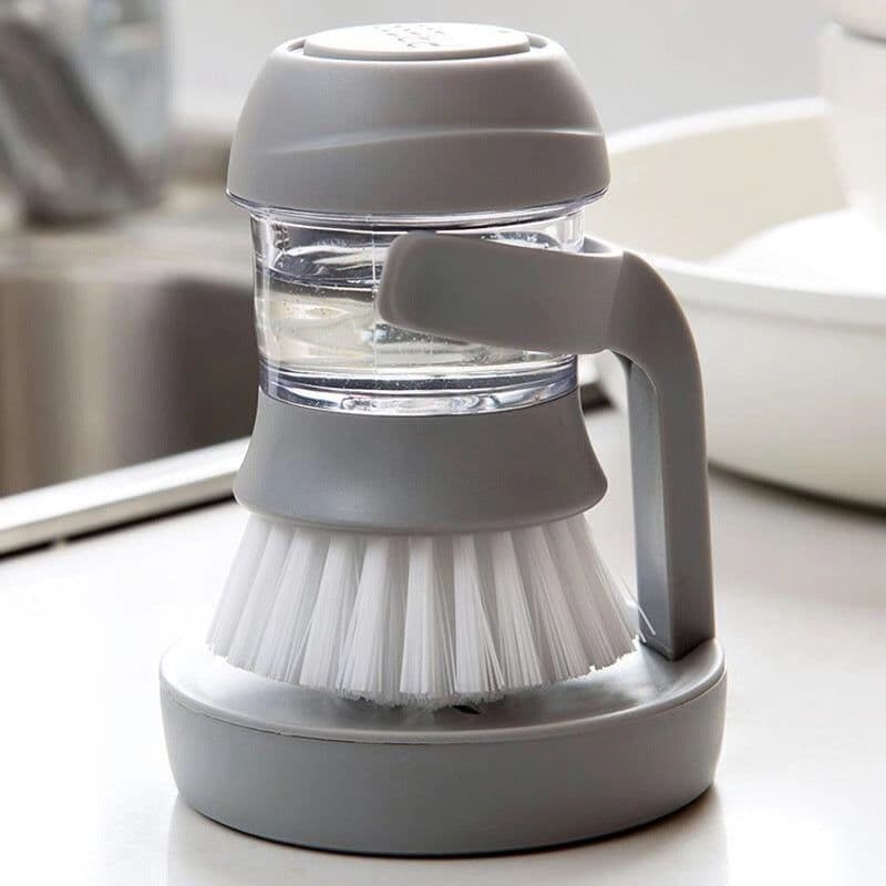 image-Handheld Liquid Soap Dispensing Dish Brush Kitchen Cleaning Tool