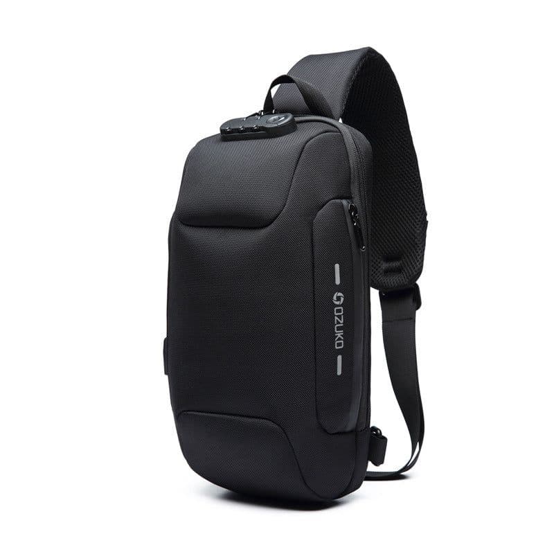 image-OZUKO USB Anti-Theft Waterproof Oxford Cloth Chest Bag for Men