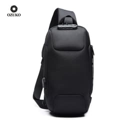 image-OZUKO USB Anti-Theft Waterproof Oxford Cloth Chest Bag for Men