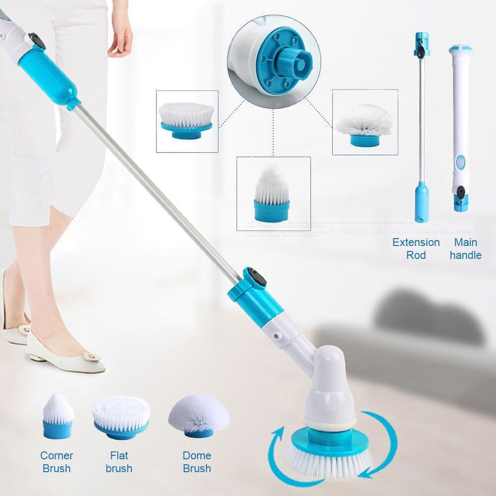 image-Electric Spin Scrubber Cordless with Extension Handle & Brushes