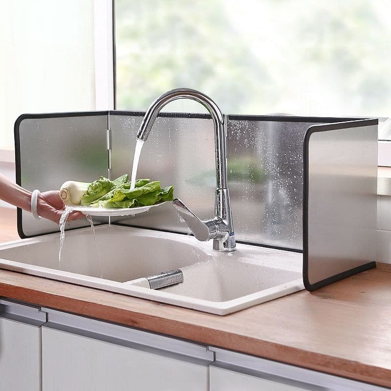 image-Kitchen Oil Splash Guard Baffle - Galvanized Sheet Stove Shield