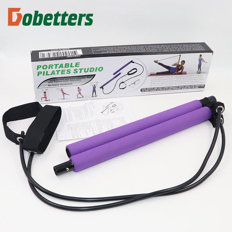 image-Pilates Bar with Resistance Bands for Yoga Fitness Training