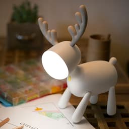 image-LED USB Rechargeable Elk Deer Night Light with Timer