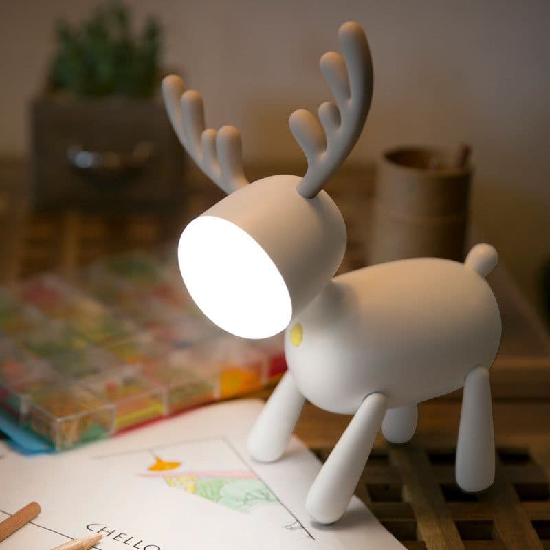 image-LED USB Rechargeable Elk Deer Night Light with Timer