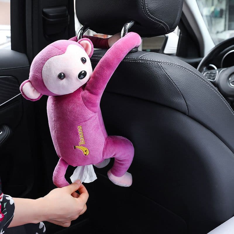 image-Pipihou Plush Car Tissue Box Cover Yoyo Rabbit Hanging Drawer
