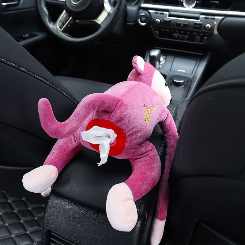 image-Pipihou Plush Car Tissue Box Cover Yoyo Rabbit Hanging Drawer