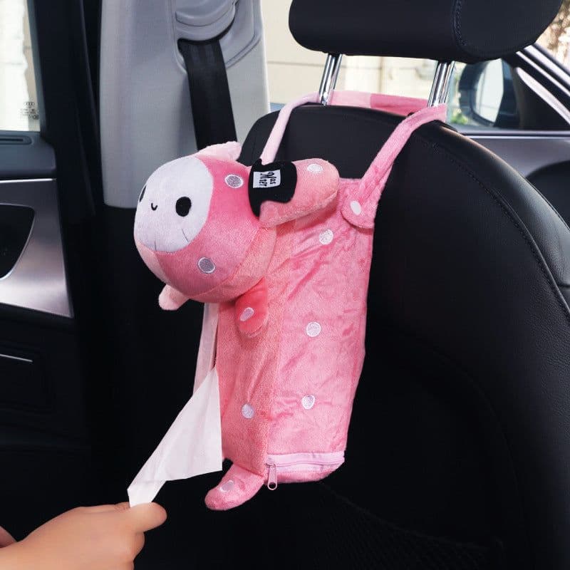 image-Pipihou Plush Car Tissue Box Cover Yoyo Rabbit Hanging Drawer